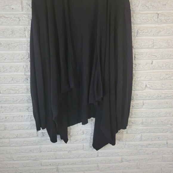 Stylus Women Sweater 3x Plus Cardigan Open Black Asymmetric Cotton Blend SWE53E - Picture 5 of 10